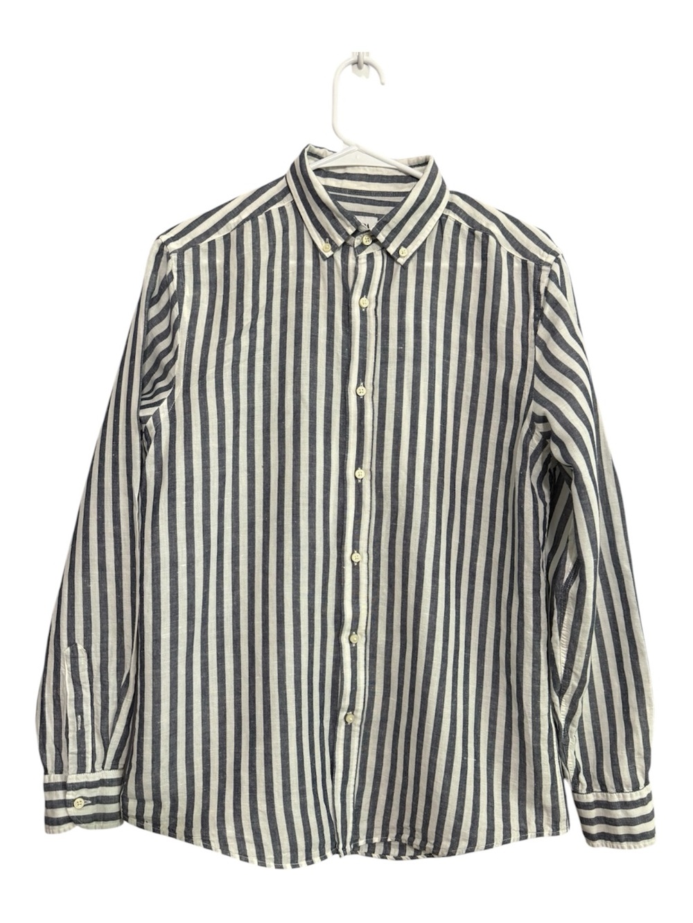 Zara Linen Blend Stripped Button Down Shirt Size Medium
